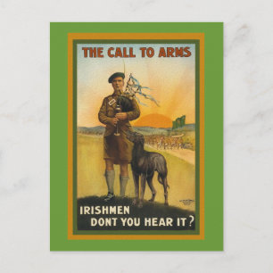 WWI Irish Recruiting Poster Postcard