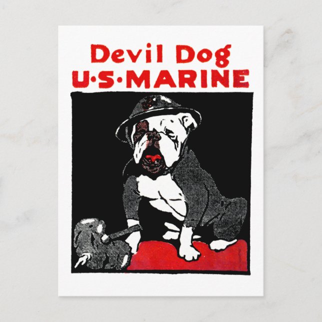 WWI Marine Corps Devil Dog Postcard (Front)