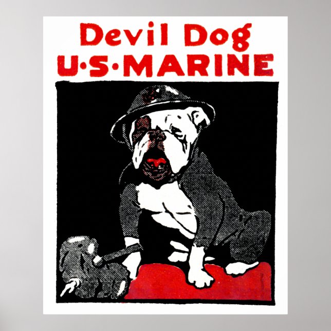 WWI Marine Corps Devil Dog Poster (Front)