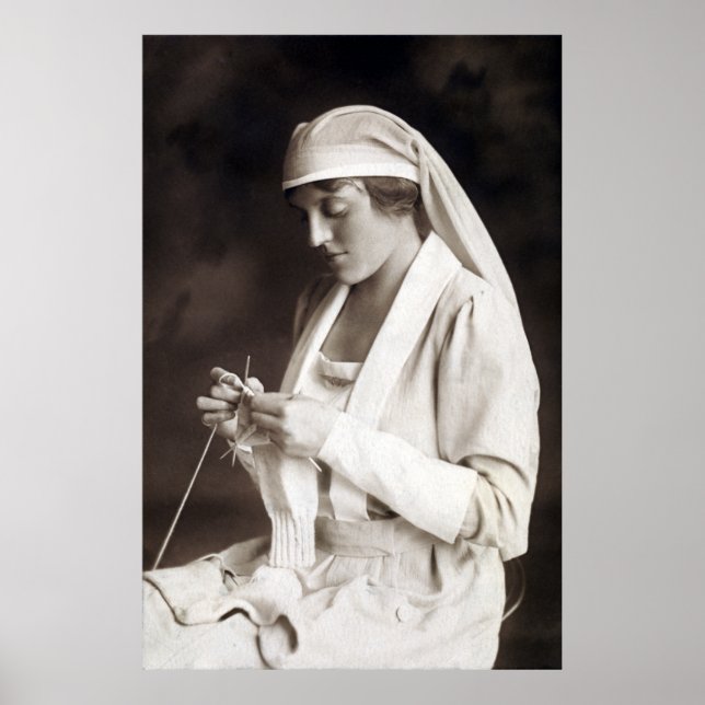 WWI Nurse knitting Sweater Poster (Front)