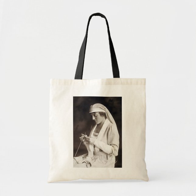 WWI Nurse knitting Sweater Tote Bag (Front)