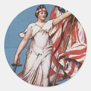 WWI Poster Liberty Calls Vintage Classic Round Sticker