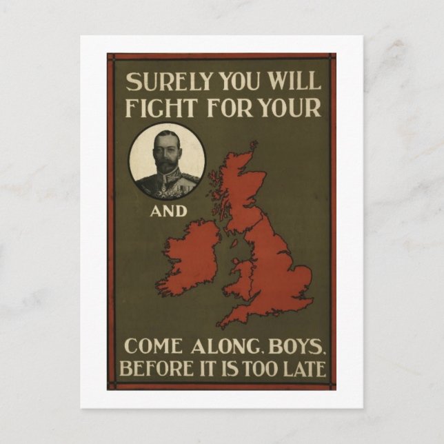 WWI Recruitment Poster Postcard (Front)