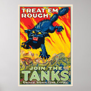 WWI Recruitment Poster Treat 'em Rough - Join the