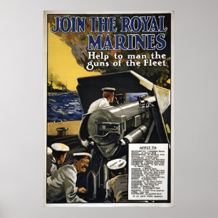 WWI Royal Marines Recruitment Poster, Great Poster