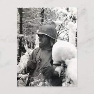 WWII American Soldier in Bastogne Postcard