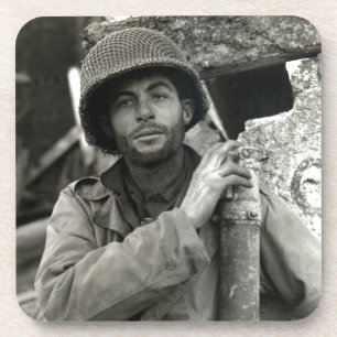 WWII American Soldier in Hurtgen Forest Coaster