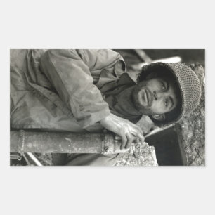WWII American Soldier in Hurtgen Forest Rectangular Sticker