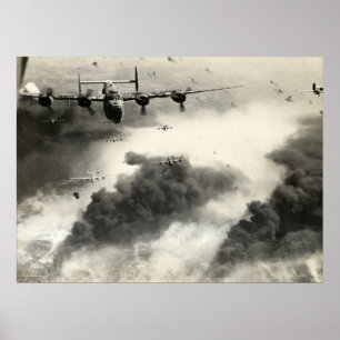 WWII B-24s over Ploesti Oil Fields Poster