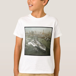WWII Battleship on the Hudson River Vintage T-Shirt