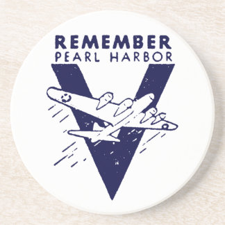 WWII Blue Remember Pearl Harbour Coaster