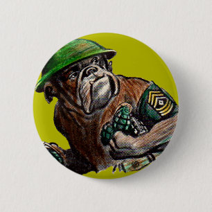 WWII bulldog dog soldier Sgt. Rover 6 Cm Round Badge