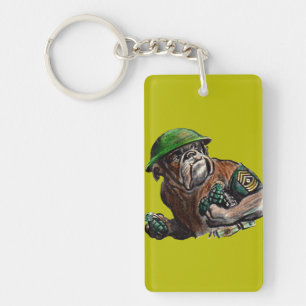 WWII bulldog dog soldier Sgt. Rover Key Ring