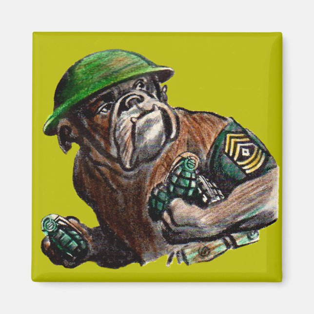 WWII bulldog dog soldier Sgt. Rover Magnet (Front)