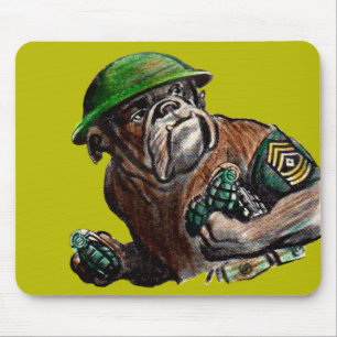 WWII bulldog dog soldier Sgt. Rover Mouse Mat