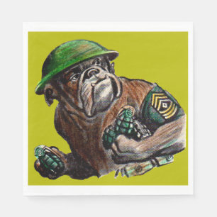 WWII bulldog dog soldier Sgt. Rover Napkin