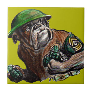 WWII bulldog dog soldier Sgt. Rover Tile