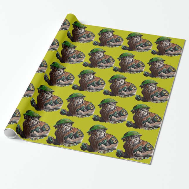 WWII bulldog dog soldier Sgt. Rover Wrapping Paper (Unrolled)