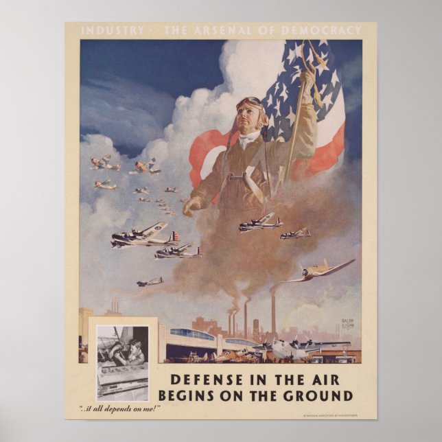 WWII Defence in the Air Begins on the Ground Poster (Front)