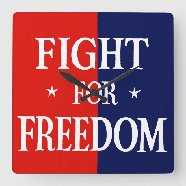 WWII Fight For Freedom Square Wall Clock (Front)
