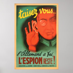 WWII French Propaganda Poster The German has fled