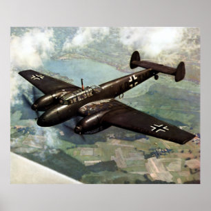 WWII German Bf-110 in Flight Poster