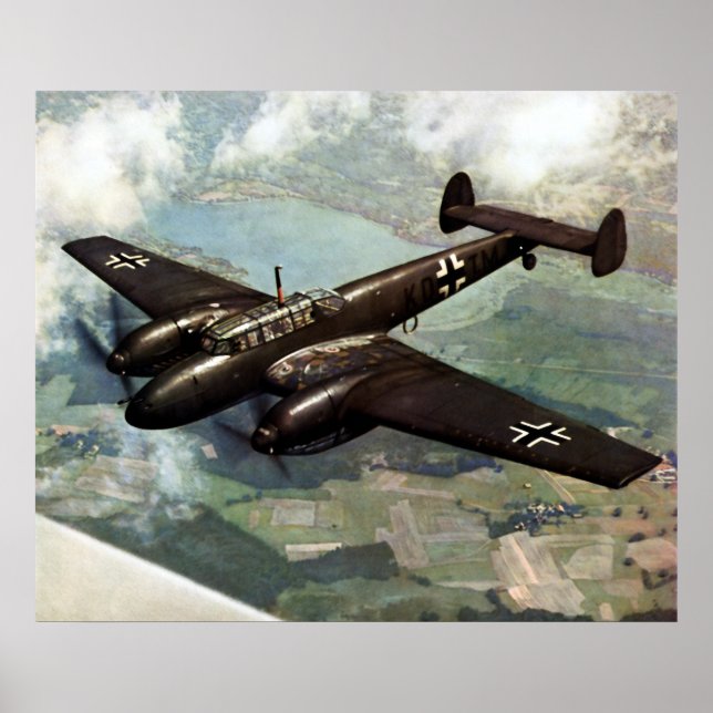 WWII German Bf-110 in Flight Poster (Front)
