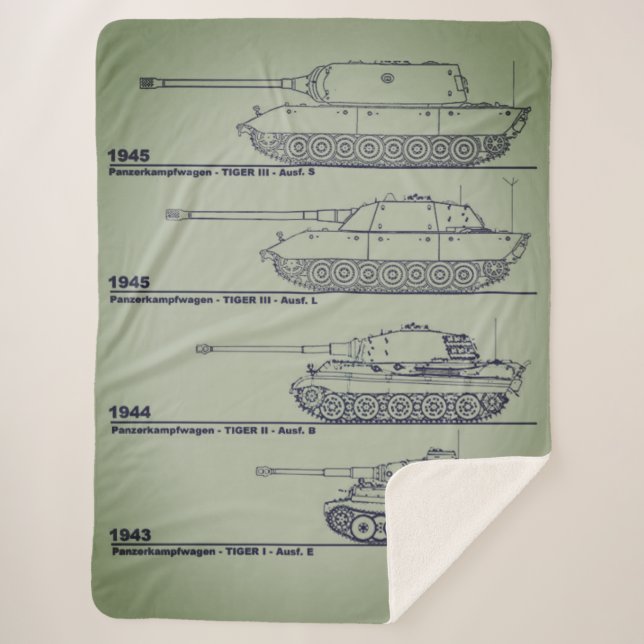 WWII GERMAN TANKS SHERPA BLANKET (Front)