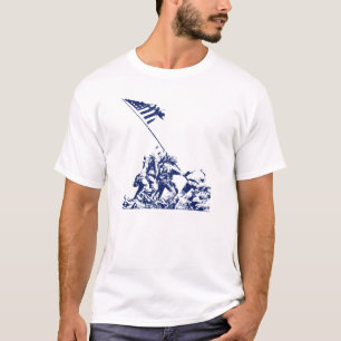 WWII Iwo Jima Flag Raising, blue T-Shirt