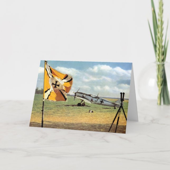 WWII Luftwaffe Airbase + German ME-109 Card (Front)