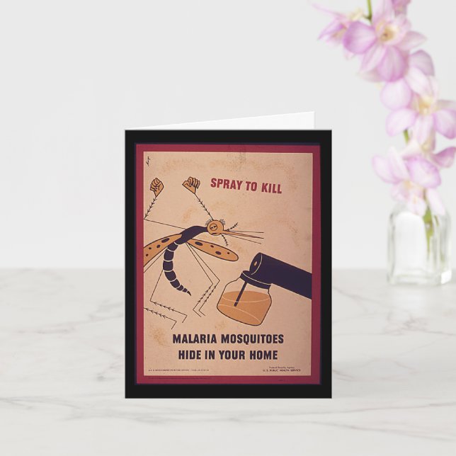 WWII Malaria Mosquitoes Congratulations Card (Orchid)
