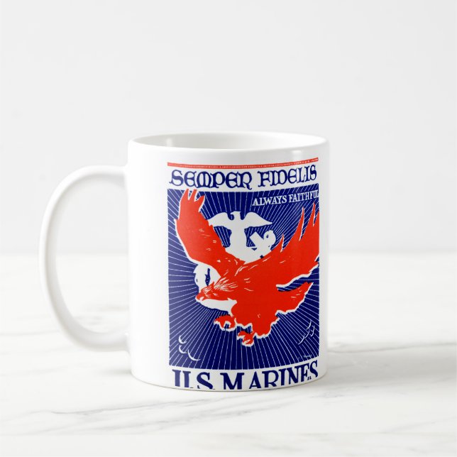 WWII Marine Corps Poster Coffee Mug (Left)