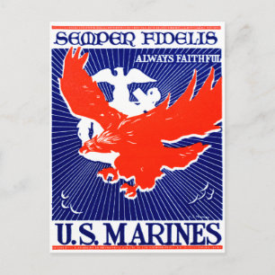 WWII Marine Corps Poster Postcard