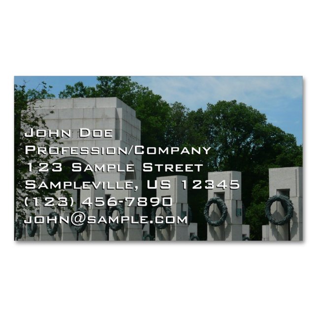 WWII Memorial Wreaths II in Washington DC Magnetic Business Card (Front)