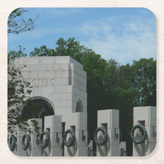 WWII Memorial Wreaths II in Washington DC Square Paper Coaster (Front)