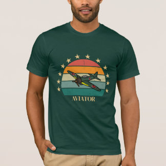 WWII Military Fighter War Aeroplane Retro T-Shirt