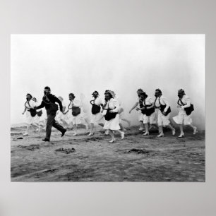 WWII Military Nurses ~ Gas Mask Training Poster