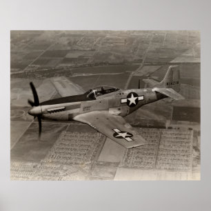 WWII P-51 Mustang in Flight Poster