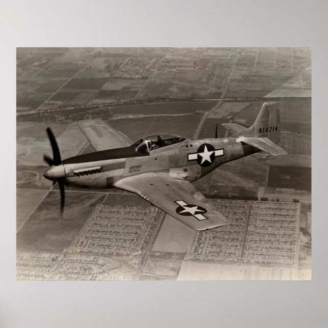 WWII P-51 Mustang in Flight Poster (Front)