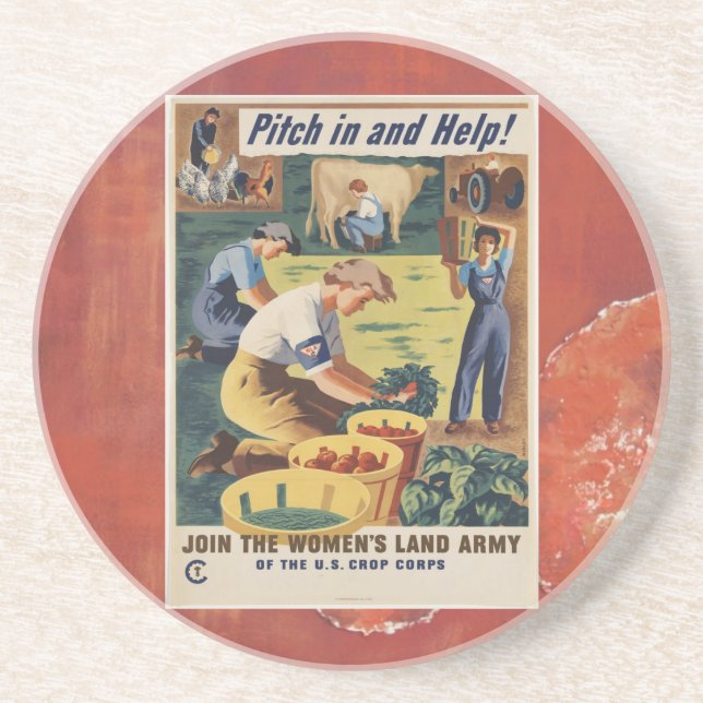 WWII Patriotic Poster Coaster (Front)