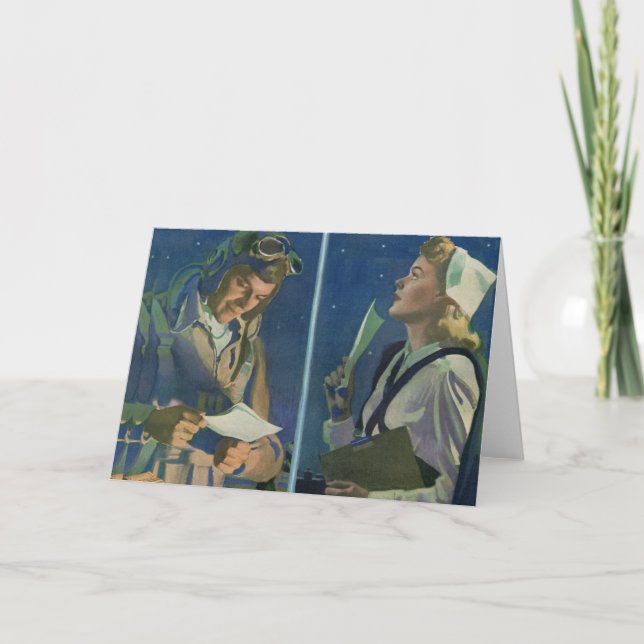 WWII pilot and nurse long distance romance Card (Front)