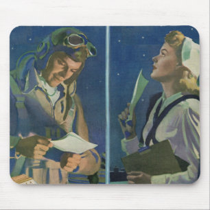 WWII pilot and nurse long distance romance Mouse Mat