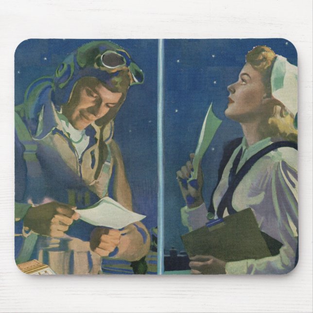 WWII pilot and nurse long distance romance Mouse Mat (Front)