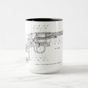 WWII PISTOL REVOLVER HANDGUN 45 CALIBER SCHEMATIC MUG