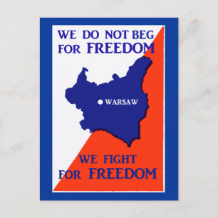 WWII Poland Fights for Freedom Postcard