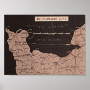 WWII Print - The Normandy Coast Map