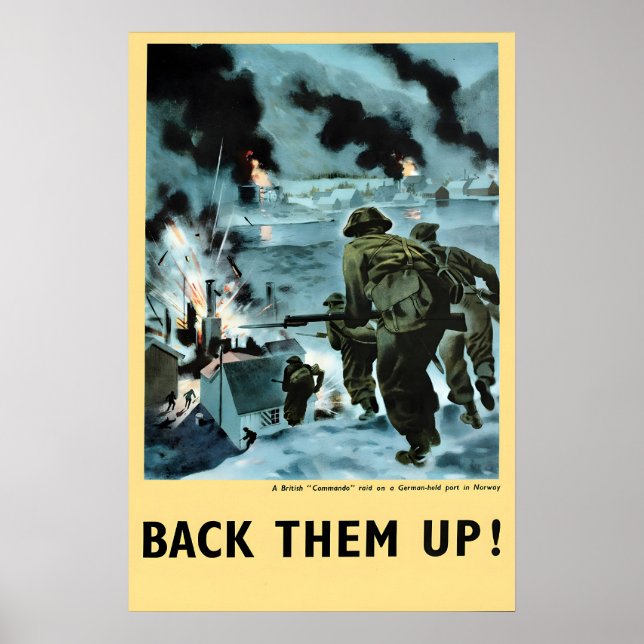 WWII Propaganda Poster British Commandos in Norway (Front)