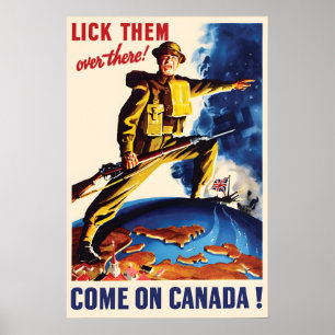 WWII Propaganda Poster Come on Canada! Vintage Art