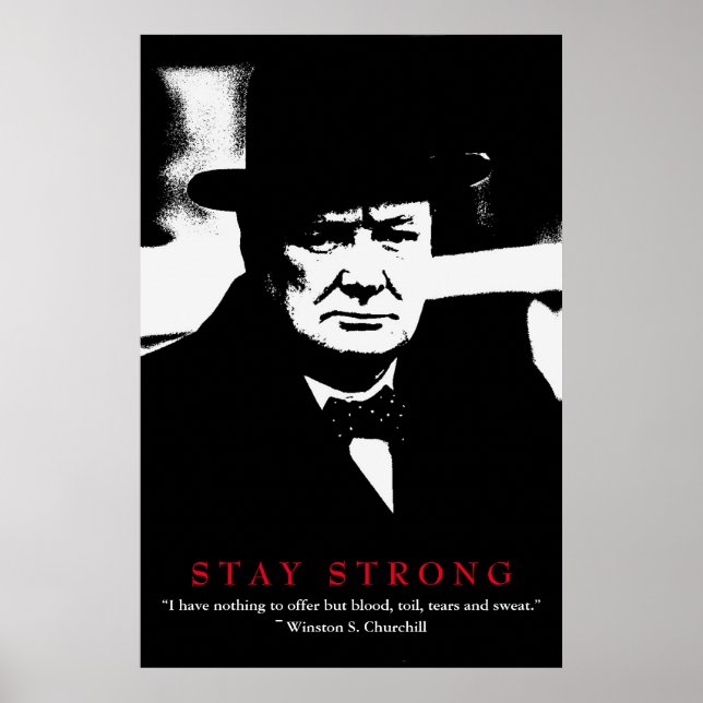 WWII Quote Winston Churchill Motivational Pop Art Poster (Front)