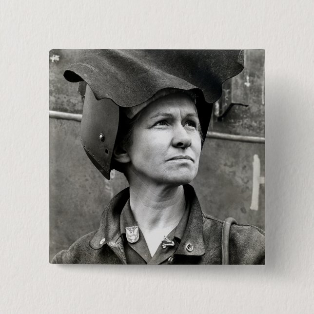 WWII Rosie the Riveter 15 Cm Square Badge (Front)